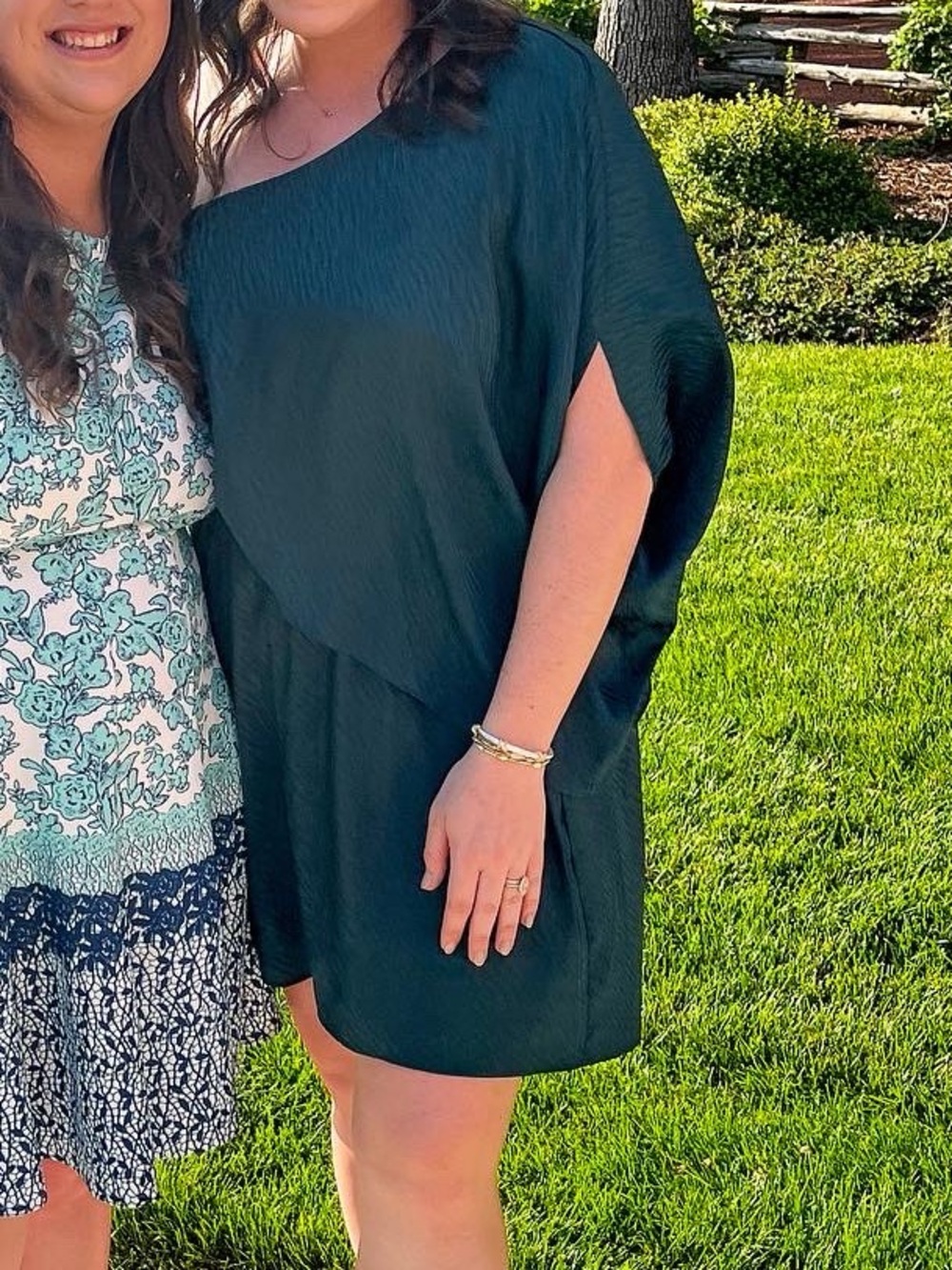 One-Shoulder Dark Green Mini Dress